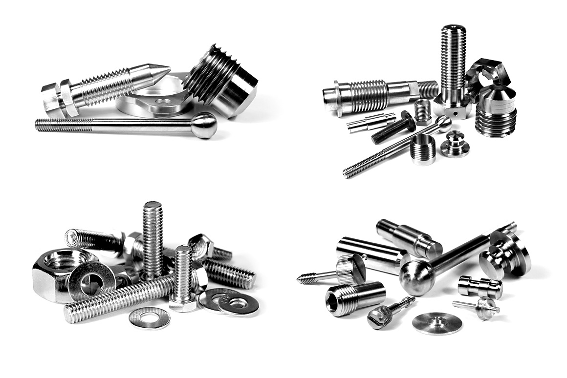 Omni Fasteners black and white photography of parts