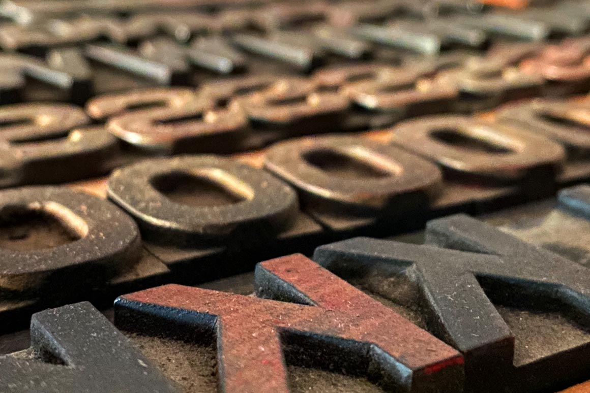 closeup view of wood type letters